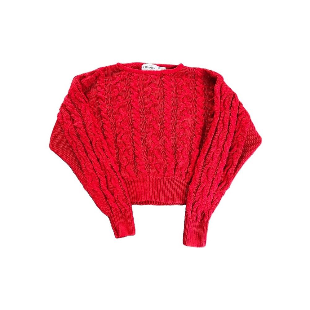Vintage FORENZA Sportswear Sweater Women's Medium Cable Knit RED 80's